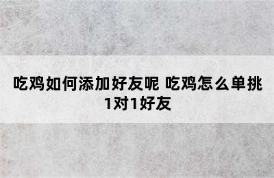 吃鸡如何添加好友呢 吃鸡怎么单挑1对1好友